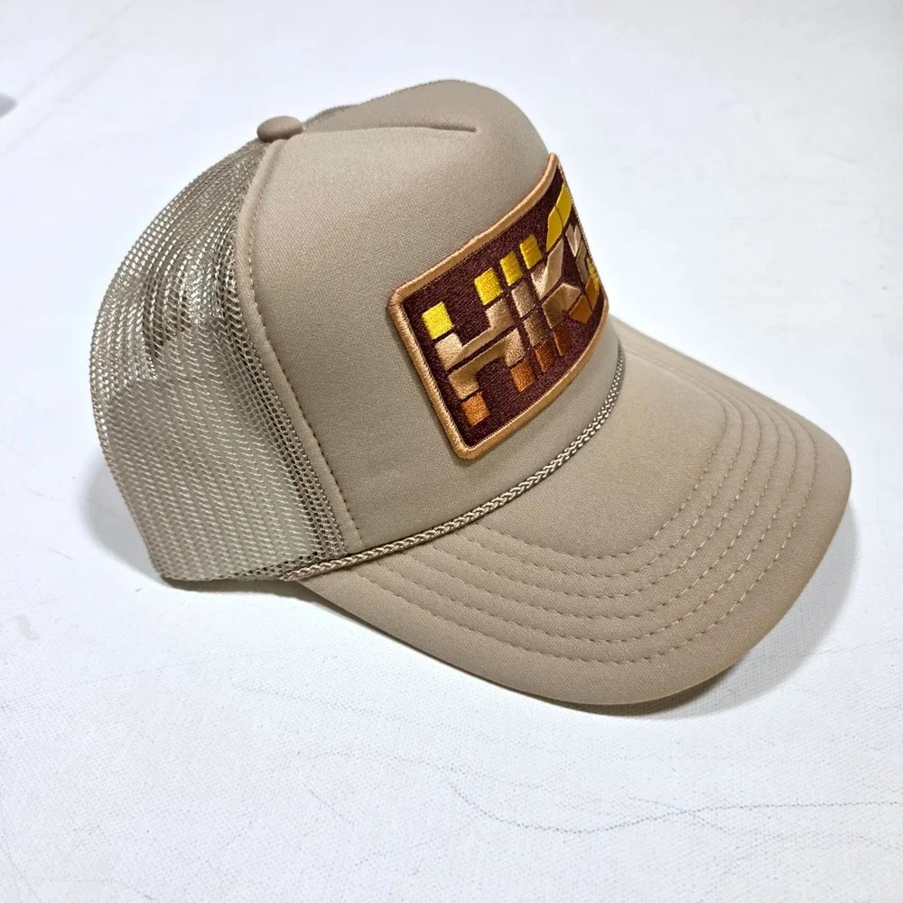 Port Sandz Trucker Hat Tan Hike Patch Mesh Snapback Retro Outdoor Cap Camping